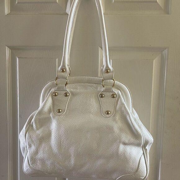 Guia’s made in Italy off white pebble leather Satchel with gold tone har… - Picture 3 of 12